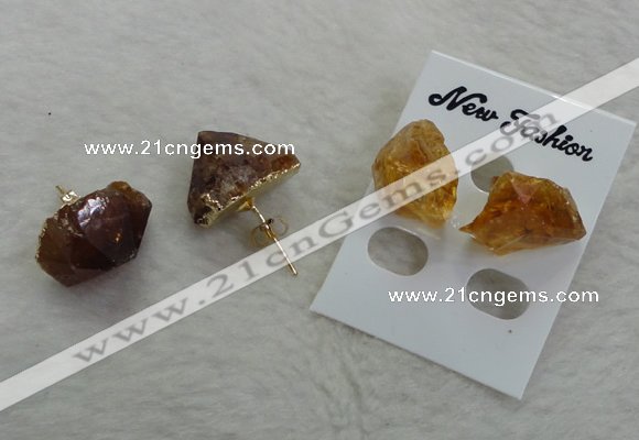 NGE135 12*14mm - 13*18mm nuggets citrine gemstone earrings