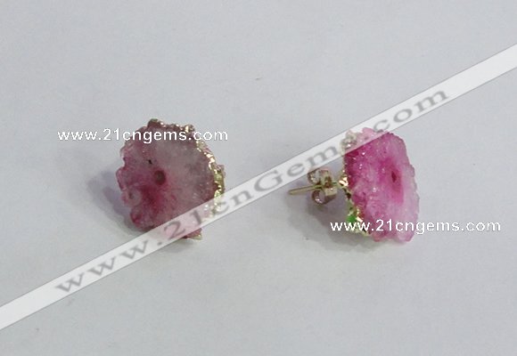 NGE141 12*14mm - 15*18mm freeform druzy agate gemstone earrings