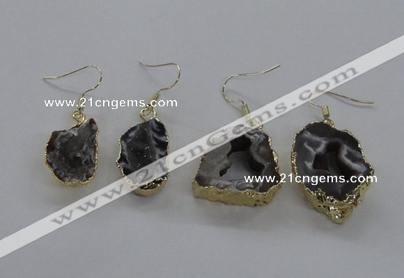 NGE146 15*20mm - 20*30mm freeform druzy agate gemstone earrings