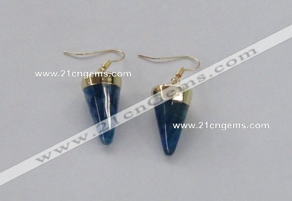 NGE157 11*20mm – 12*22mm cone agate gemstone earrings wholesale