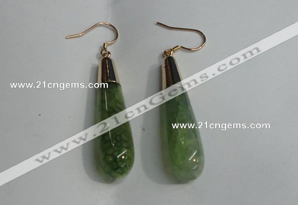 NGE16 10*40mm teardrop agate gemstone earrings wholesale