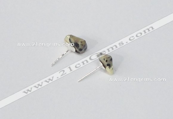 NGE162 4*6mm – 5*8mm freeform dalmatian jasper earrings