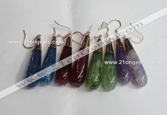 NGE18 10*40mm teardrop mixed agate gemstone earrings wholesale