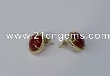 NGE183 12mm flat round agate gemstone earrings wholesale