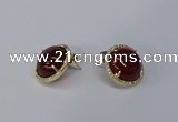 NGE188 15mm flat round agate gemstone earrings wholesale