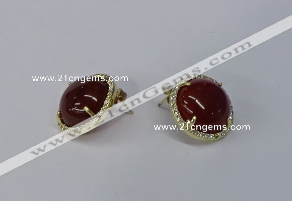 NGE188 15mm flat round agate gemstone earrings wholesale