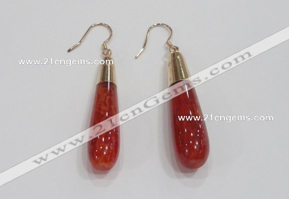 NGE19 10*40mm teardrop agate gemstone earrings wholesale