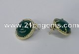 NGE190 15mm flat round agate gemstone earrings wholesale