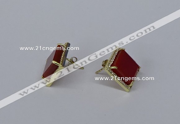 NGE201 12*12mm square agate gemstone earrings wholesale