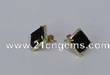 NGE203 12*12mm square agate gemstone earrings wholesale