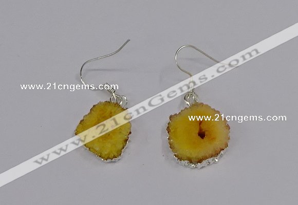 NGE206 18*20mm - 20*25mm freeform druzy agate gemstone earrings