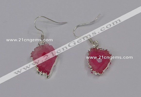 NGE208 18*20mm - 20*25mm freeform druzy agate gemstone earrings