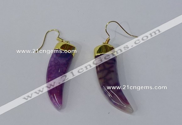 NGE228 10*40mm - 12*45mm oxhorn agate gemstone earrings wholesale