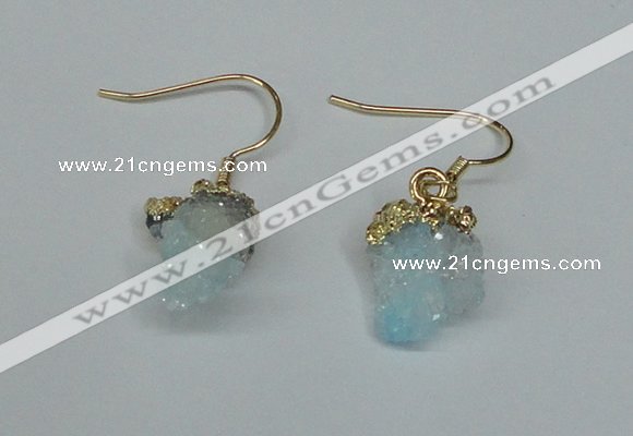 NGE24 10*14mm - 12*16mm nuggets druzy quartz earrings wholesale