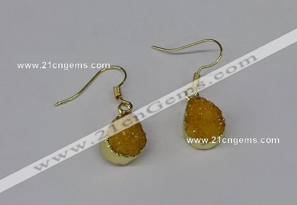 NGE243 10*12mm teardrop druzy agate gemstone earrings wholesale