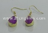 NGE244 10*12mm teardrop druzy agate gemstone earrings wholesale