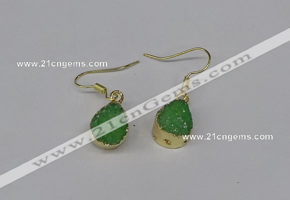 NGE247 10*12mm teardrop druzy agate gemstone earrings wholesale