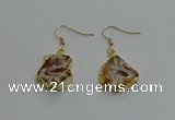 NGE258 13*18mm - 15*20mm freeform druzy agate earrings