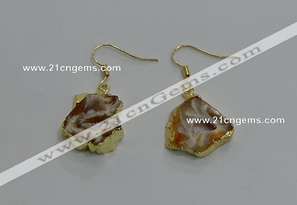 NGE258 13*18mm - 15*20mm freeform druzy agate earrings