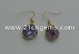 NGE259 13*18mm - 15*20mm freeform druzy agate earrings