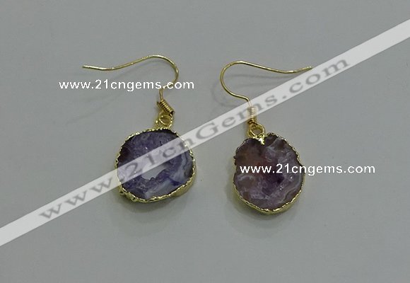 NGE259 13*18mm - 15*20mm freeform druzy agate earrings