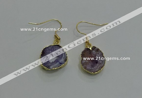 NGE259 13*18mm - 15*20mm freeform druzy agate earrings