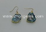 NGE261 13*18mm - 15*20mm freeform druzy agate earrings