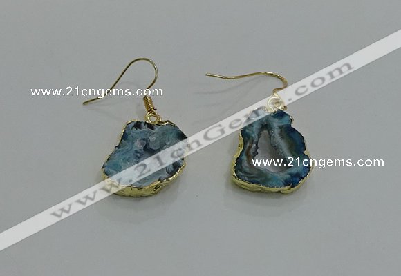 NGE261 13*18mm - 15*20mm freeform druzy agate earrings