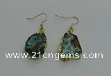 NGE262 13*18mm - 15*20mm freeform druzy agate earrings