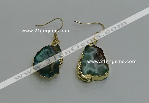 NGE262 13*18mm - 15*20mm freeform druzy agate earrings
