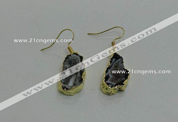 NGE263 13*18mm - 15*20mm freeform druzy agate earrings