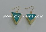 NGE269 18*22mm - 20*22mm triangle druzy agate earrings