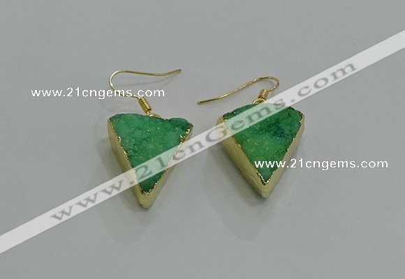 NGE270 18*22mm - 20*22mm triangle druzy agate earrings