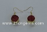 NGE279 15mm - 16mm coin druzy agate gemstone earrings wholeasle