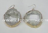 NGE28 30*35mm - 35*40mm freeform plated druzy agate earrings