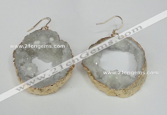 NGE28 30*35mm - 35*40mm freeform plated druzy agate earrings