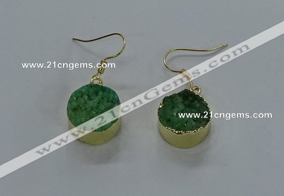 NGE280 15mm - 16mm coin druzy agate gemstone earrings wholeasle