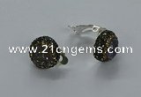 NGE286 15mm - 16mm coin plated druzy agate earrings wholeasle