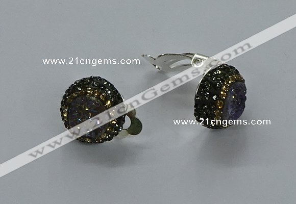 NGE286 15mm - 16mm coin plated druzy agate earrings wholeasle