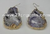 NGE29 30*35mm - 35*40mm freeform plated druzy agate earrings