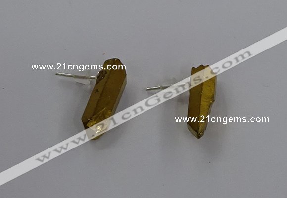 NGE290 9*18mm - 11*20mm nuggets plated druzy agate earrings