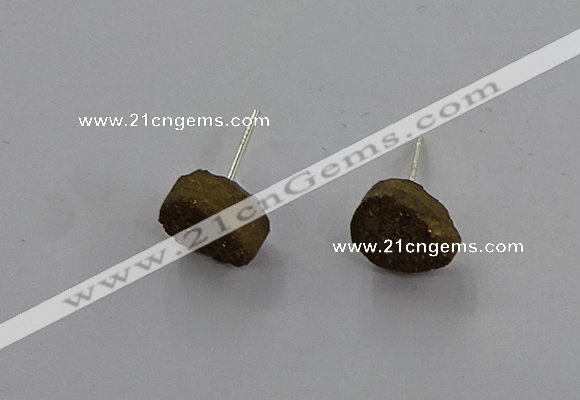 NGE295 5*8mm - 7*10mm freeform plated druzy agate earrings