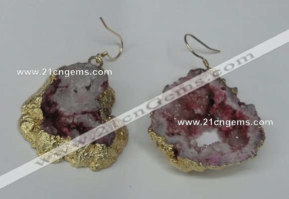 NGE30 30*35mm - 35*40mm freeform plated druzy agate earrings