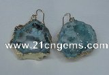NGE31 30*35mm - 35*40mm freeform plated druzy agate earrings
