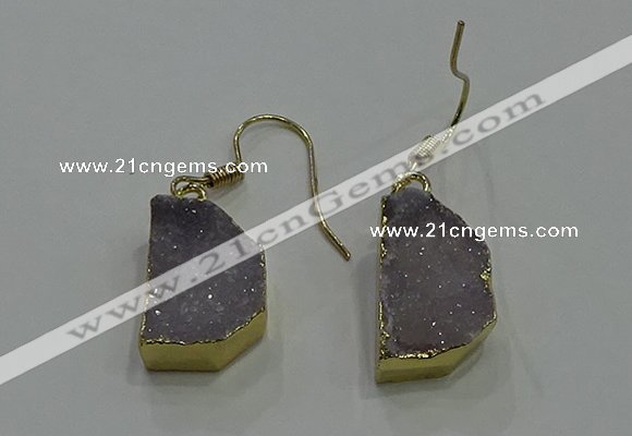 NGE321 10*14mm - 12*16mm freeform druzy agate gemstone earrings