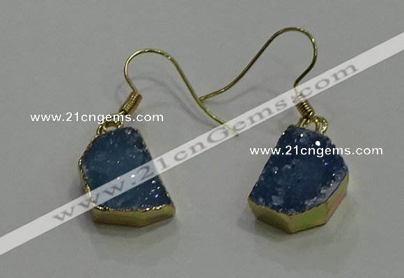 NGE324 10*14mm - 12*16mm freeform druzy agate gemstone earrings