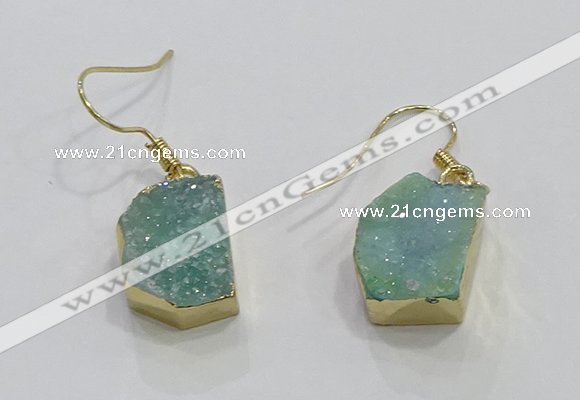 NGE325 10*14mm - 12*16mm freeform druzy agate gemstone earrings