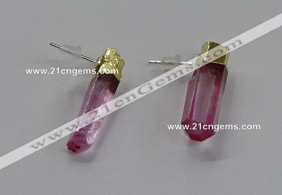 NGE328 5*18mm - 6*22mm sticks dyed white crystal earrings wholesale