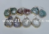 NGE33 30*35mm - 35*40mm freeform plated druzy agate earrings