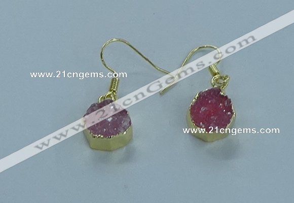 NGE333 9mm - 11mm freeform druzy agate earrings wholesale